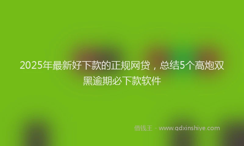 2025年最新好下款的正规网贷，总结5个高炮双黑逾期必下款软件
