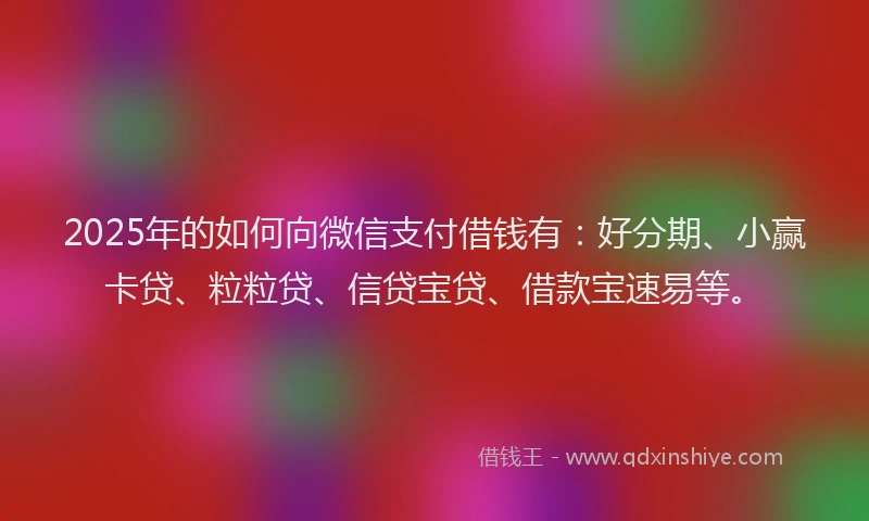 2025年的如何向微信支付借钱有：好分期、小赢卡贷、粒粒贷、信贷宝贷、借款宝速易等。