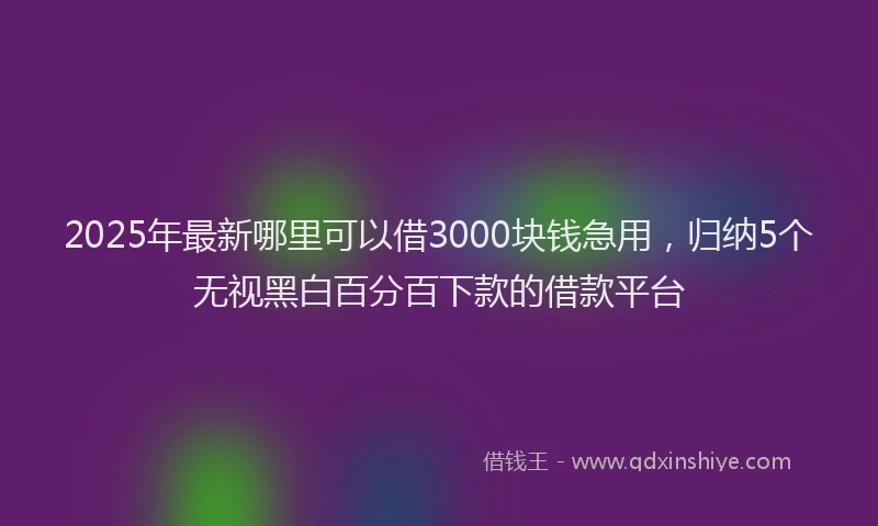 2025年最新哪里可以借3000块钱急用，归纳5个无视黑白百分百下款的借款平台