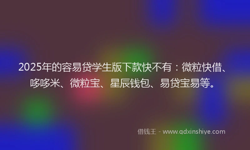 2025年的容易贷学生版下款快不有：微粒快借、哆哆米、微粒宝、星辰钱包、易贷宝易等。