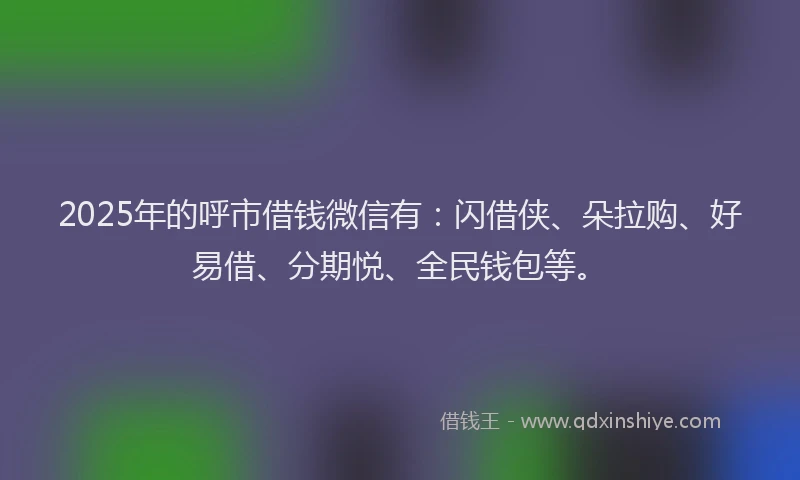 2025年的呼市借钱微信有：闪借侠、朵拉购、好易借、分期悦、全民钱包等。