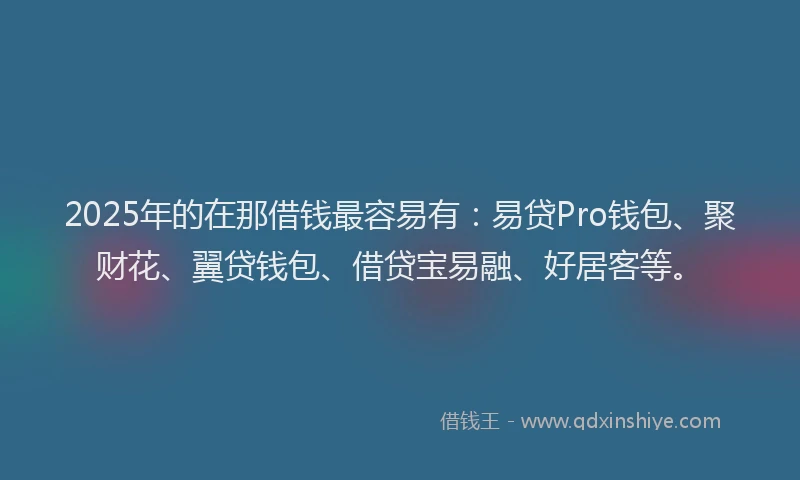 2025年的在那借钱最容易有：易贷Pro钱包、聚财花、翼贷钱包、借贷宝易融、好居客等。