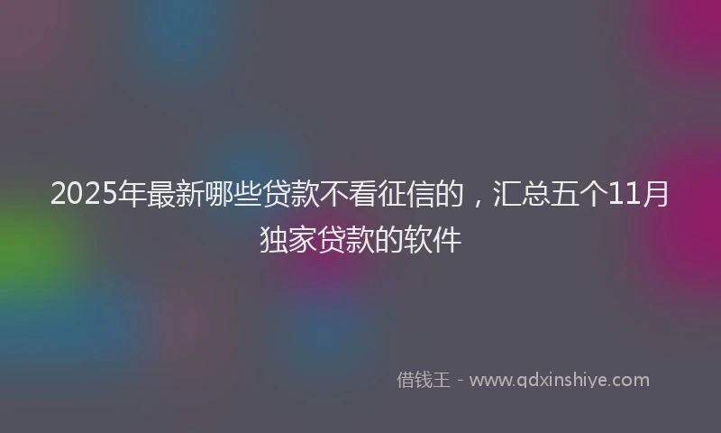 2025年最新哪些贷款不看征信的，汇总五个11月独家贷款的软件