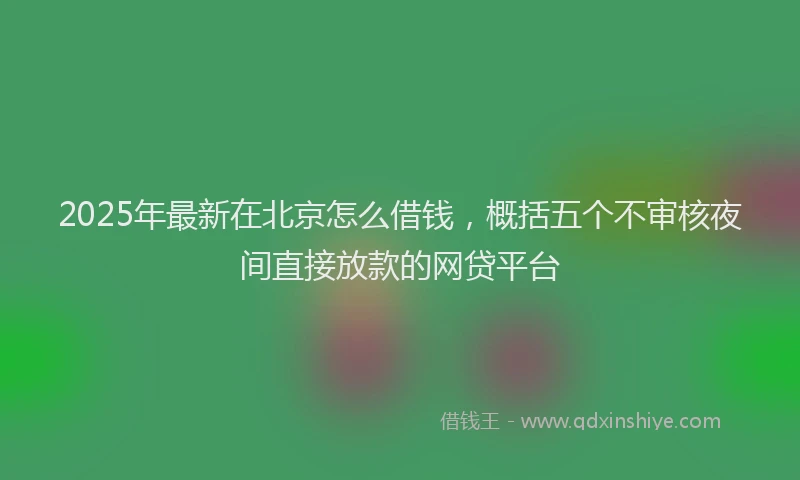 2025年最新在北京怎么借钱，概括五个不审核夜间直接放款的网贷平台