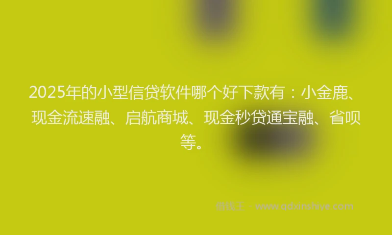 2025年的小型信贷软件哪个好下款有：小金鹿、现金流速融、启航商城、现金秒贷通宝融、省呗等。