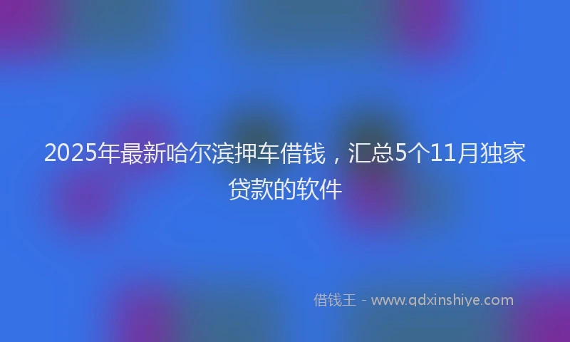 2025年最新哈尔滨押车借钱，汇总5个11月独家贷款的软件