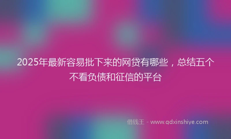 2025年最新容易批下来的网贷有哪些，总结五个不看负债和征信的平台