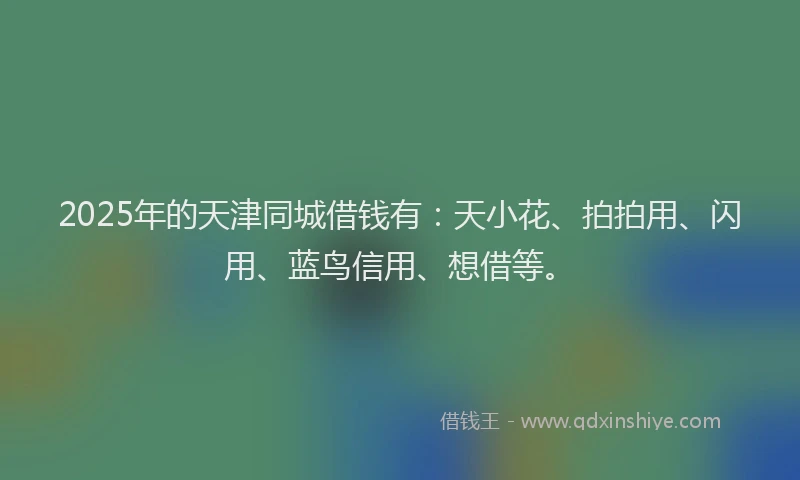 2025年的天津同城借钱有：天小花、拍拍用、闪用、蓝鸟信用、想借等。
