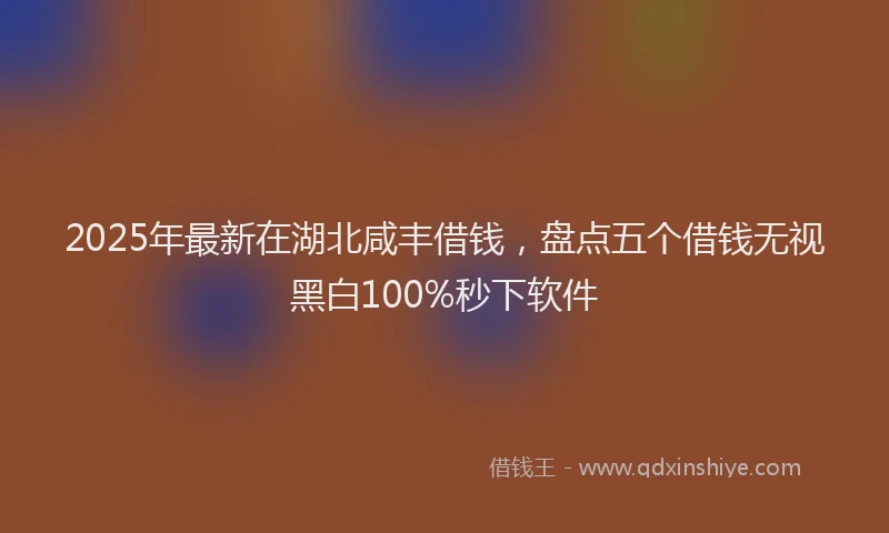 2025年最新在湖北咸丰借钱，盘点五个借钱无视黑白100%秒下软件