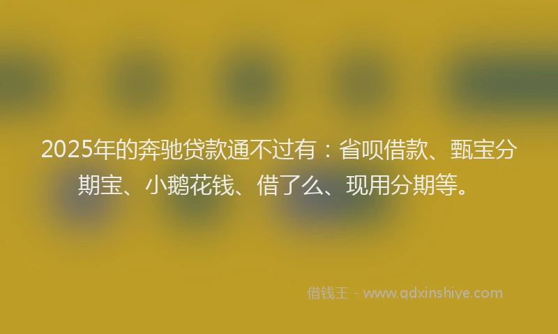 2025年的奔驰贷款通不过有：省呗借款、甄宝分期宝、小鹅花钱、借了么、现用分期等。