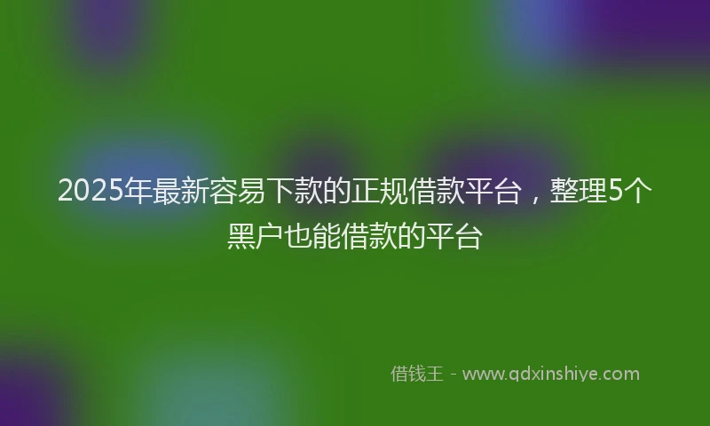 2025年最新容易下款的正规借款平台，整理5个黑户也能借款的平台