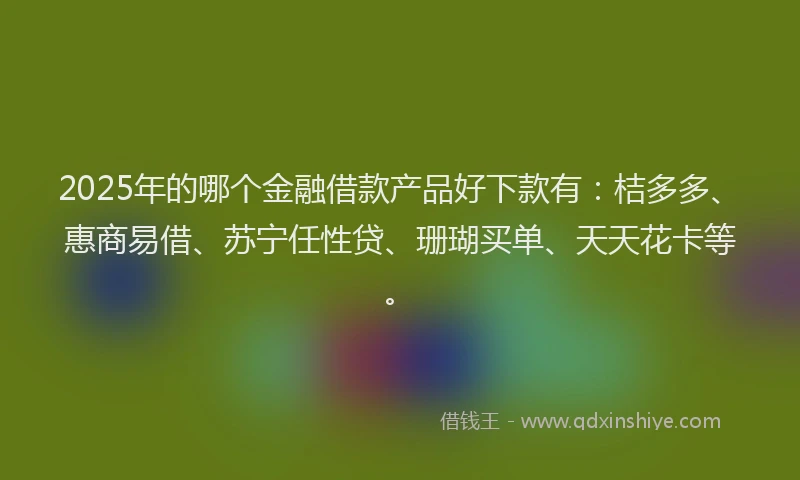 2025年的哪个金融借款产品好下款有：桔多多、惠商易借、苏宁任性贷、珊瑚买单、天天花卡等。