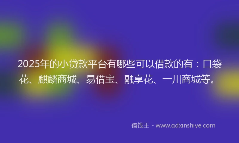 2025年的小贷款平台有哪些可以借款的有：口袋花、麒麟商城、易借宝、融享花、一川商城等。