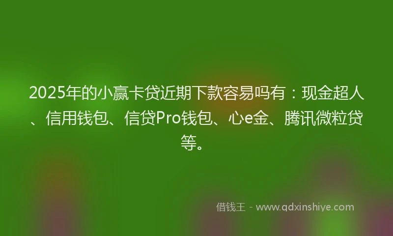 2025年的小赢卡贷近期下款容易吗有：现金超人、信用钱包、信贷Pro钱包、心e金、腾讯微粒贷等。