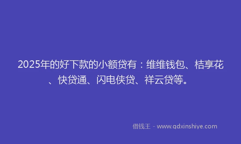 2025年的好下款的小额贷有：维维钱包、桔享花、快贷通、闪电侠贷、祥云贷等。