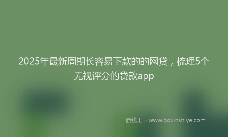 2025年最新周期长容易下款的的网贷，梳理5个无视评分的贷款app