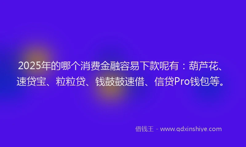 2025年的哪个消费金融容易下款呢有：葫芦花、速贷宝、粒粒贷、钱鼓鼓速借、信贷Pro钱包等。