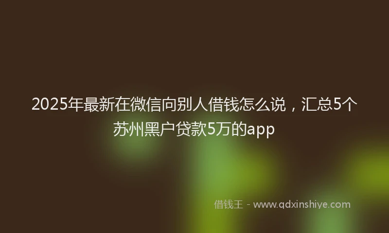 2025年最新在微信向别人借钱怎么说，汇总5个苏州黑户贷款5万的app