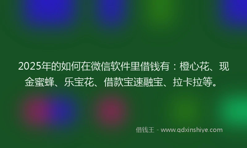 2025年的如何在微信软件里借钱有：橙心花、现金蜜蜂、乐宝花、借款宝速融宝、拉卡拉等。