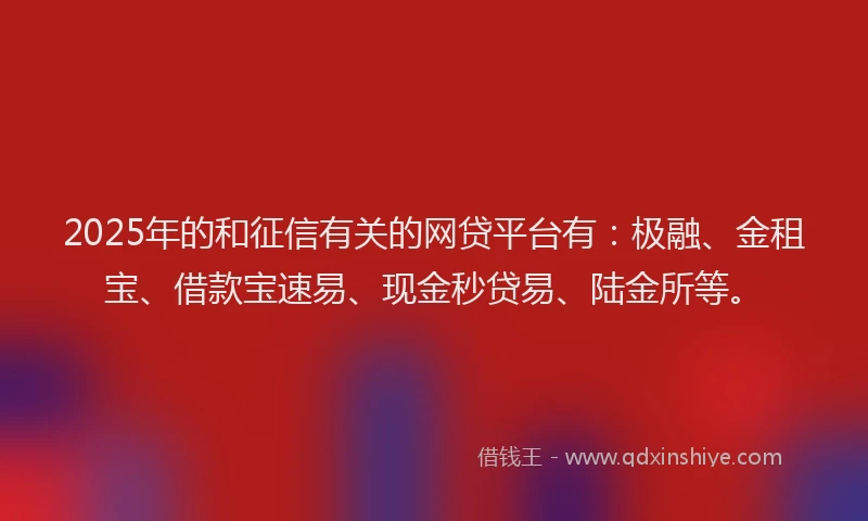 2025年的和征信有关的网贷平台有：极融、金租宝、借款宝速易、现金秒贷易、陆金所等。