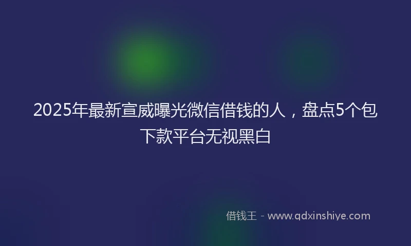 2025年最新宣威曝光微信借钱的人，盘点5个包下款平台无视黑白
