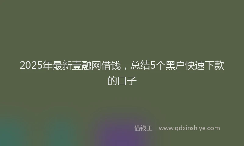 2025年最新壹融网借钱，总结5个黑户快速下款的口子