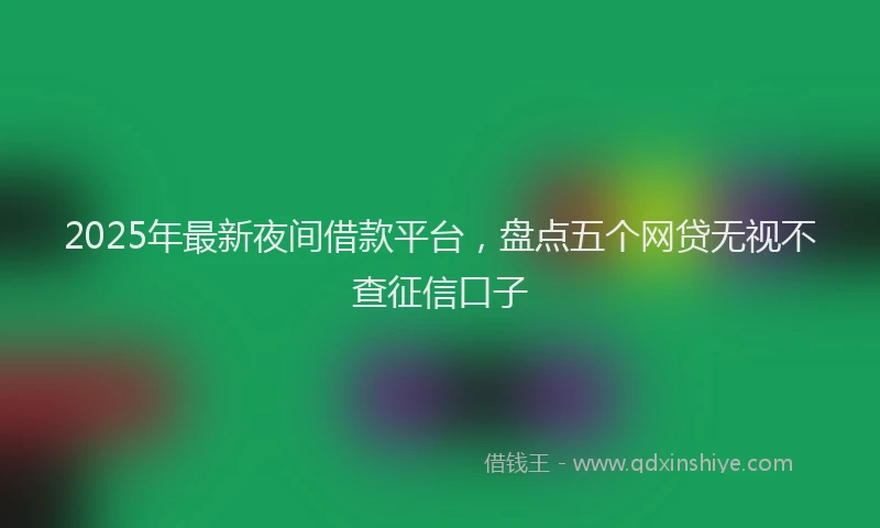 2025年最新夜间借款平台，盘点五个网贷无视不查征信口子