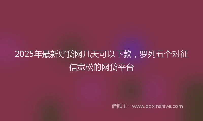 2025年最新好贷网几天可以下款，罗列五个对征信宽松的网贷平台