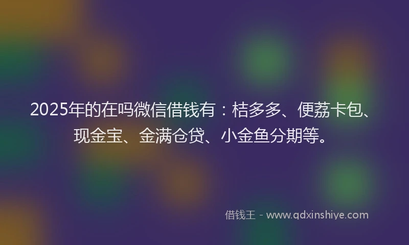 2025年的在吗微信借钱有：桔多多、便荔卡包、现金宝、金满仓贷、小金鱼分期等。