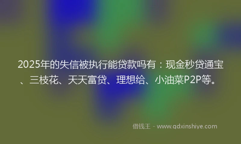 2025年的失信被执行能贷款吗有：现金秒贷通宝、三枝花、天天富贷、理想给、小油菜P2P等。