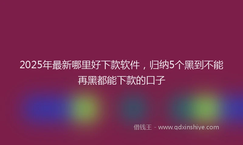 2025年最新哪里好下款软件，归纳5个黑到不能再黑都能下款的口子