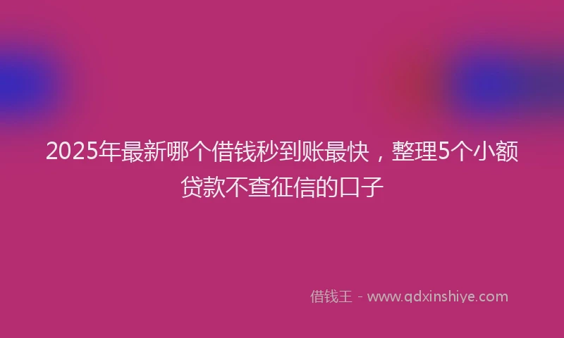 2025年最新哪个借钱秒到账最快，整理5个小额贷款不查征信的口子