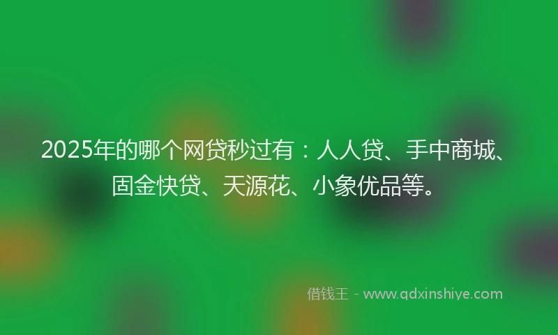 2025年的哪个网贷秒过有：人人贷、手中商城、固金快贷、天源花、小象优品等。