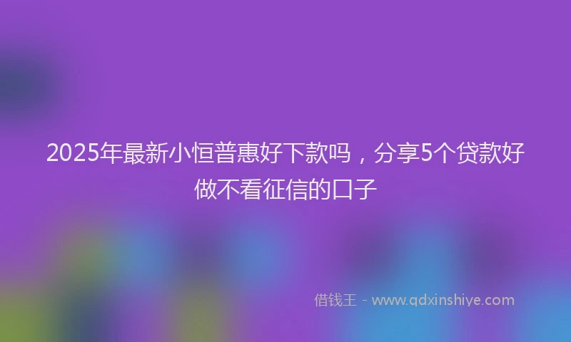 2025年最新小恒普惠好下款吗，分享5个贷款好做不看征信的口子
