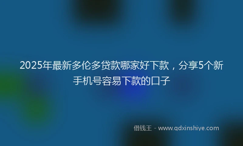 2025年最新多伦多贷款哪家好下款，分享5个新手机号容易下款的口子