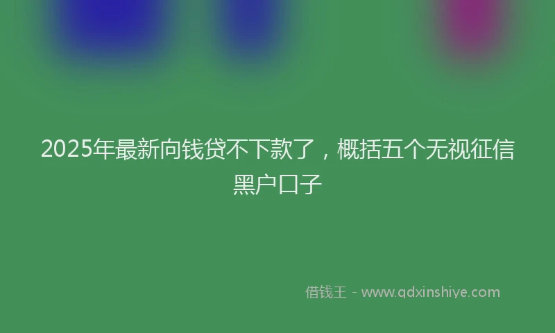 2025年最新向钱贷不下款了，概括五个无视征信黑户口子
