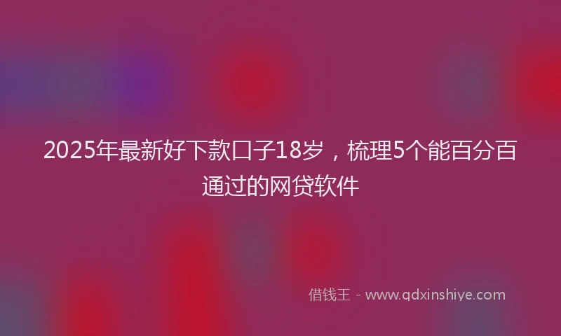 2025年最新好下款口子18岁，梳理5个能百分百通过的网贷软件
