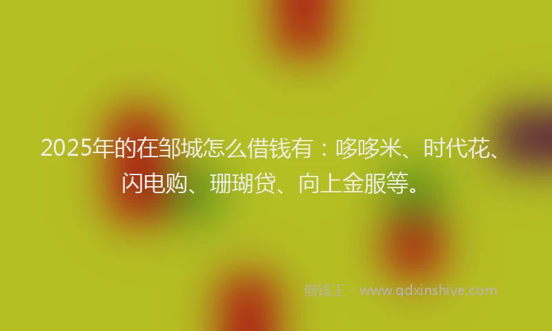 2025年的在邹城怎么借钱有：哆哆米、时代花、闪电购、珊瑚贷、向上金服等。