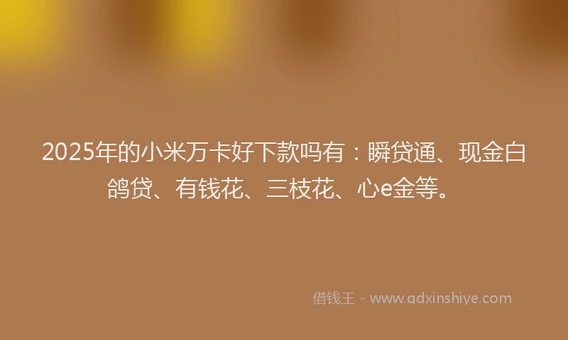 2025年的小米万卡好下款吗有：瞬贷通、现金白鸽贷、有钱花、三枝花、心e金等。