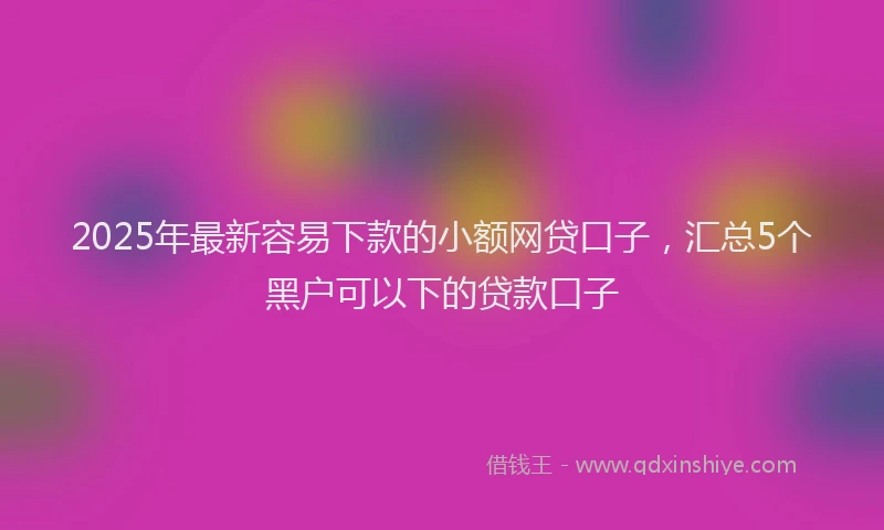 2025年最新容易下款的小额网贷口子，汇总5个黑户可以下的贷款口子