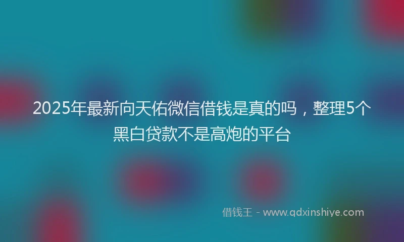2025年最新向天佑微信借钱是真的吗，整理5个黑白贷款不是高炮的平台