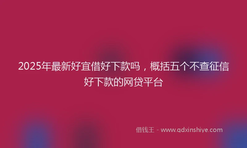 2025年最新好宜借好下款吗，概括五个不查征信好下款的网贷平台