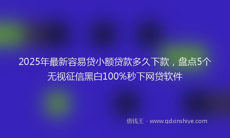 2025年最新容易贷小额贷款多久下款，盘点5个无视征信黑白100%秒下网贷软件