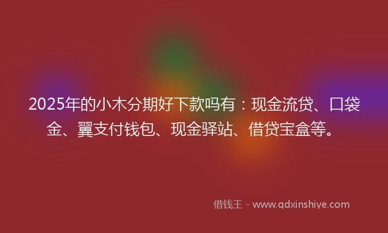 2025年的小木分期好下款吗有：现金流贷、口袋金、翼支付钱包、现金驿站、借贷宝盒等。