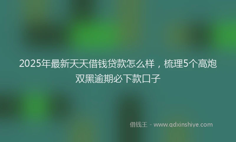 2025年最新天天借钱贷款怎么样，梳理5个高炮双黑逾期必下款口子