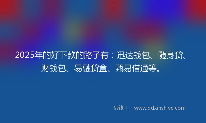 2025年的好下款的路子有：迅达钱包、随身贷、财钱包、易融贷盒、甄易借通等。