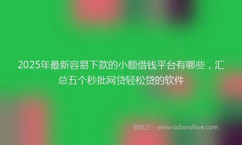 2025年最新容易下款的小额借钱平台有哪些，汇总五个秒批网贷轻松贷的软件