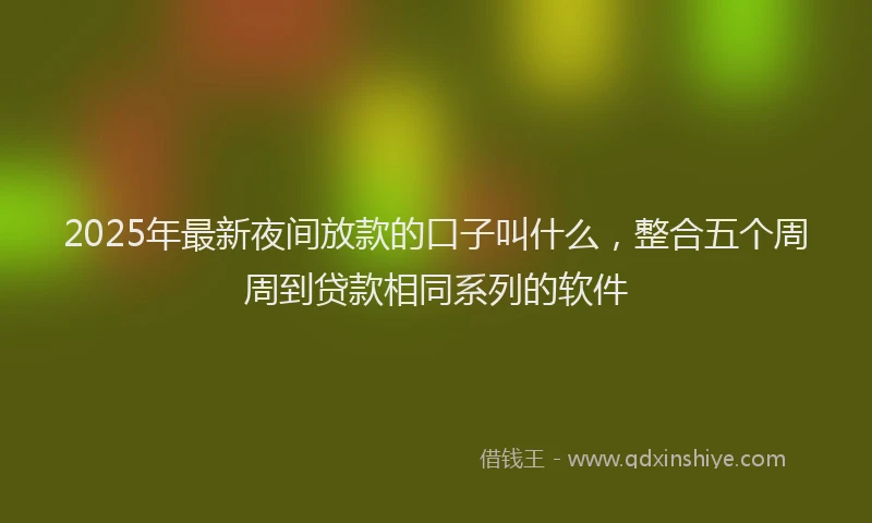 2025年最新夜间放款的口子叫什么，整合五个周周到贷款相同系列的软件
