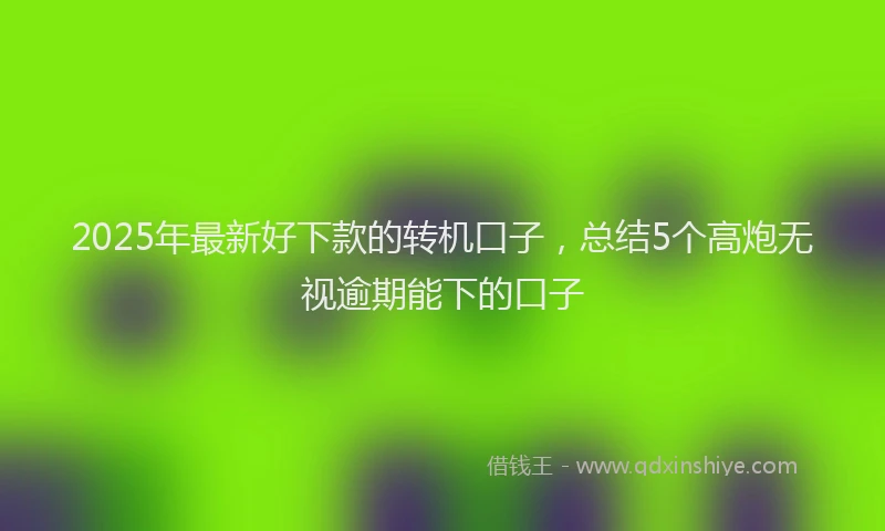 2025年最新好下款的转机口子，总结5个高炮无视逾期能下的口子