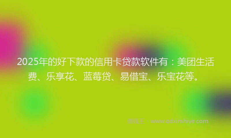 2025年的好下款的信用卡贷款软件有：美团生活费、乐享花、蓝莓贷、易借宝、乐宝花等。